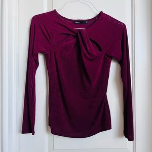 Elegant Red Long Sleeve Twist Top NWOT Shimmery Shiny fabric